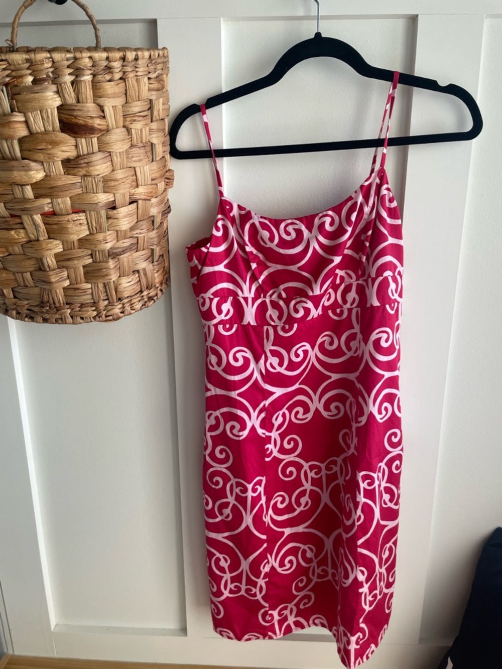Ann Taylor Fuchsia and White Scroll Print Dress